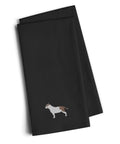 Bull Terrier Black Embroidered Towel Set of 2 Decorative Bathroom Guest Hand Towel for Hand, Face, Tea, Dishcloth, 19 X 25, Black