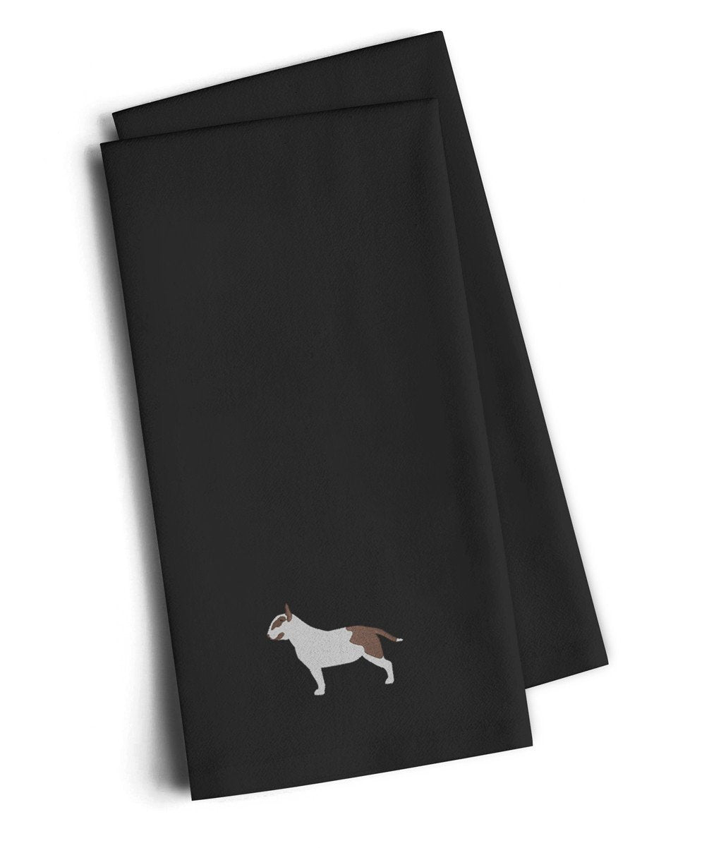 Bull Terrier Black Embroidered Towel Set of 2 Decorative Bathroom Guest Hand Towel for Hand, Face, Tea, Dishcloth, 19 X 25, Black