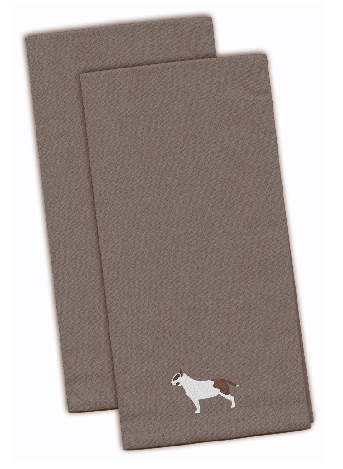 Bull Terrier Gray Embroidered Towel Set of 2