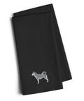 Siberian Husky Black Embroidered Towel Set of 2 Decorative Bathroom Guest Hand Towel for Hand, Face, Tea, Dishcloth, 19 X 25, Black