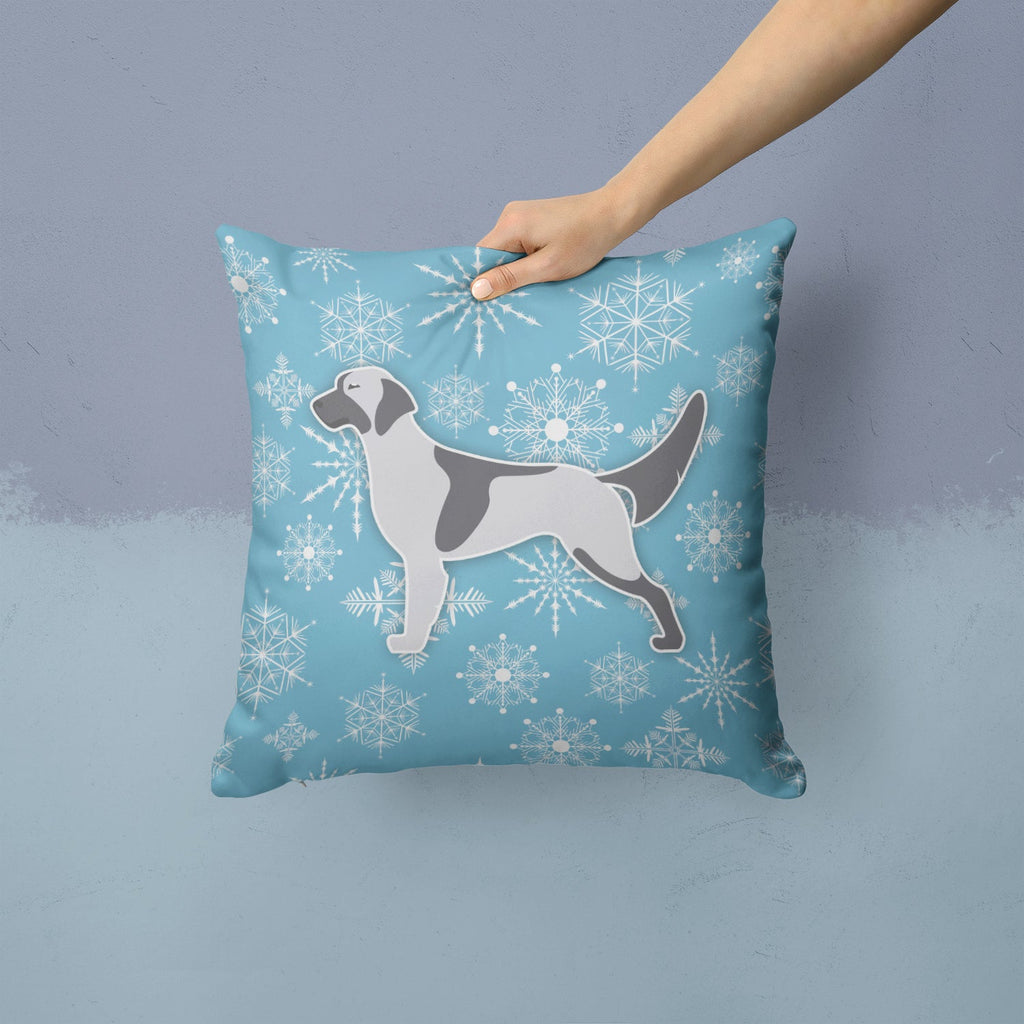 Winter Snowflake English Setter Decorative Throw Pillow 14x14 Indoor Outdoor Accent Cushion, Fabric Cover with Insert for Sofa, Bed, Porch & Living Room