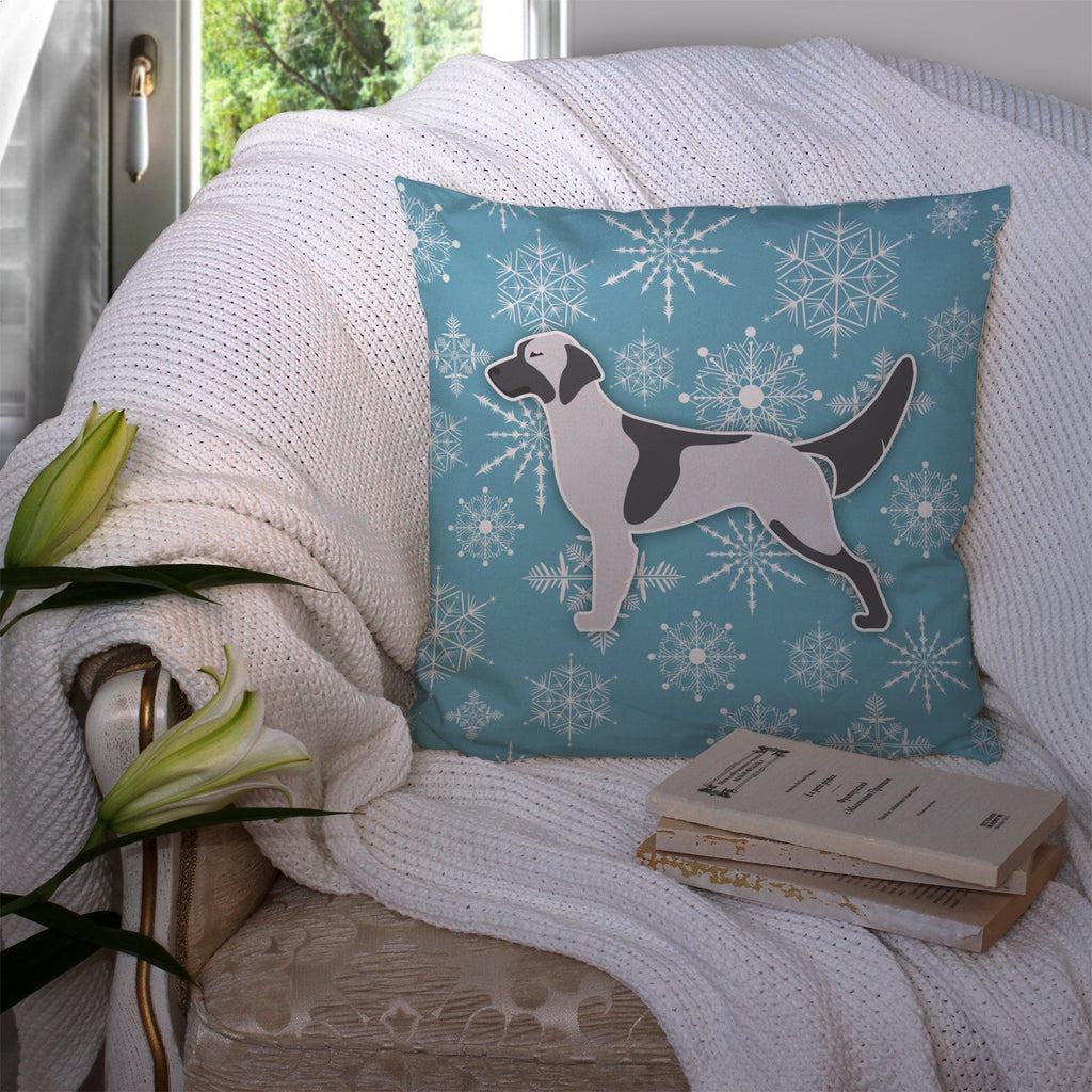 Winter Snowflake English Setter Decorative Throw Pillow 14x14 Indoor Outdoor Accent Cushion, Fabric Cover with Insert for Sofa, Bed, Porch & Living Room