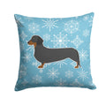 Winter Snowflake Dachshund Decorative Throw Pillow 14x14 Indoor Outdoor Accent Cushion, Fabric Cover with Insert for Sofa, Bed, Porch & Living Room