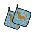 Winter Snowflake Bloodhound Pot Holder Set of 2 Heat Resistant Quilted Hot Pads 7.5 x 7.5 Inch, Insulated Kitchen Trivets for Cooking & Baking