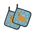 Winter Snowflake Cocker Spaniel Pot Holder Set of 2 Heat Resistant Quilted Hot Pads 7.5 x 7.5 Inch, Insulated Kitchen Trivets for Cooking & Baking