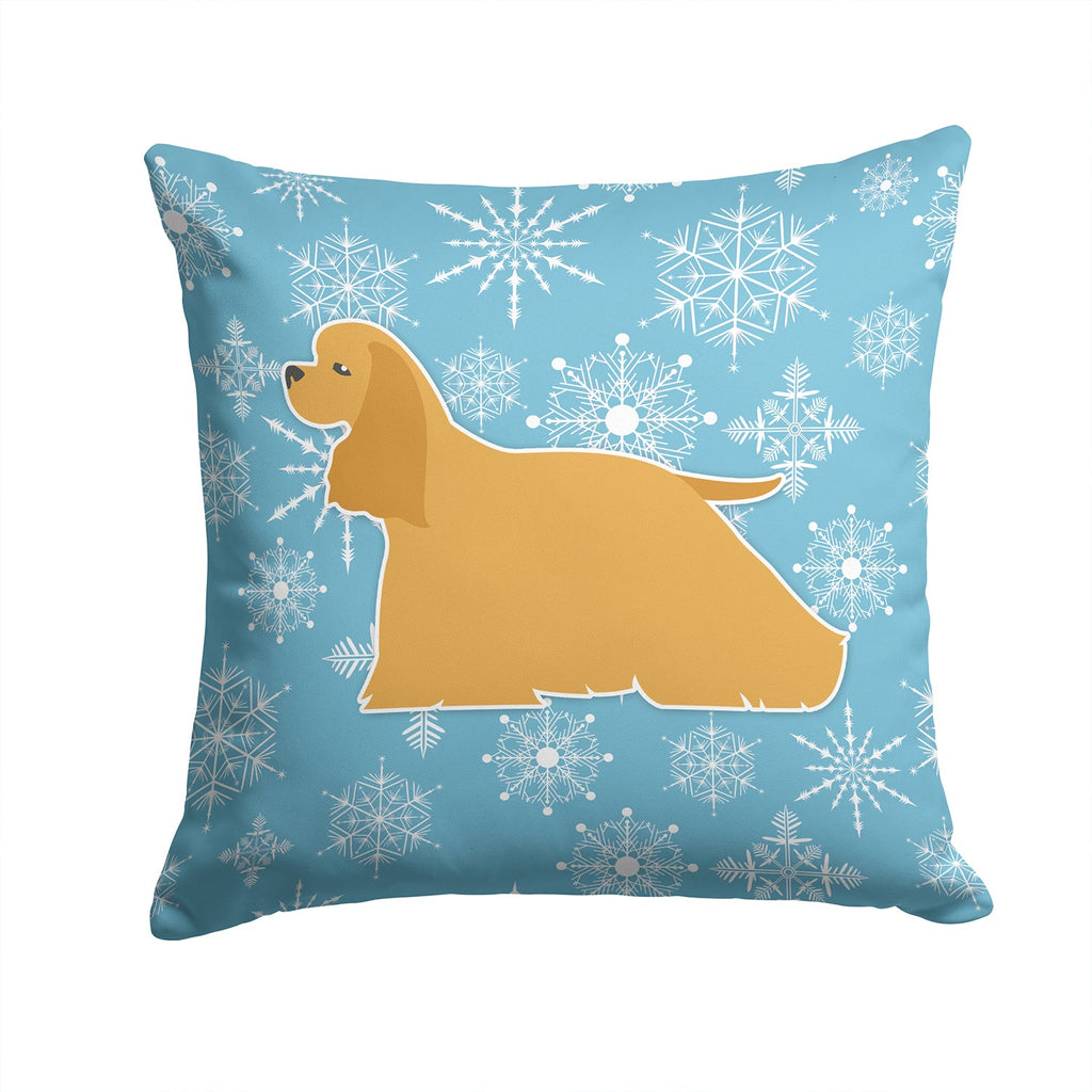 Winter Snowflake Cocker Spaniel Decorative Throw Pillow 14x14 Indoor Outdoor Accent Cushion, Fabric Cover with Insert for Sofa, Bed, Porch & Living Room