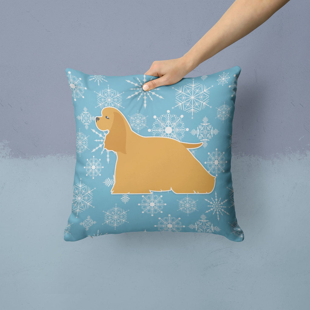 Winter Snowflake Cocker Spaniel Decorative Throw Pillow 14x14 Indoor Outdoor Accent Cushion, Fabric Cover with Insert for Sofa, Bed, Porch & Living Room