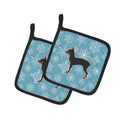 Winter Snowflake Toy Fox Terrier Pot Holder Set of 2 Heat Resistant Quilted Hot Pads 7.5 x 7.5 Inch, Insulated Kitchen Trivets for Cooking & Baking