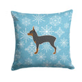 Winter Snowflake Toy Fox Terrier Decorative Throw Pillow 14x14 Indoor Outdoor Accent Cushion, Fabric Cover with Insert for Sofa, Bed, Porch & Living Room