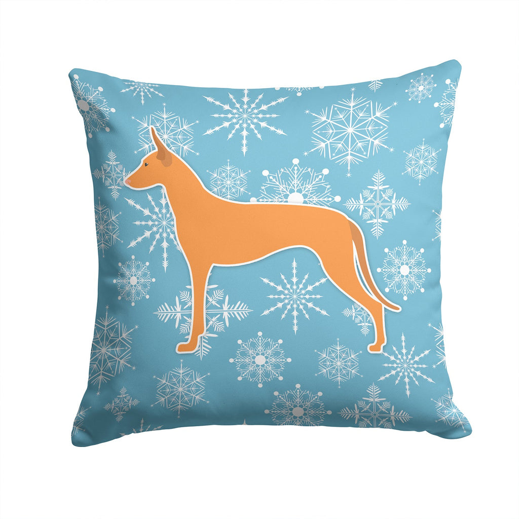Winter Snowflake Pharaoh Hound Decorative Throw Pillow 14x14 Indoor Outdoor Accent Cushion, Fabric Cover with Insert for Sofa, Bed, Porch & Living Room