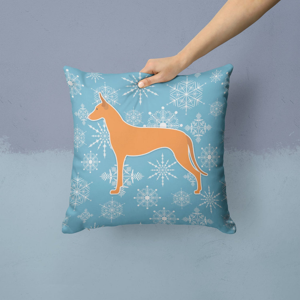 Winter Snowflake Pharaoh Hound Decorative Throw Pillow 14x14 Indoor Outdoor Accent Cushion, Fabric Cover with Insert for Sofa, Bed, Porch & Living Room