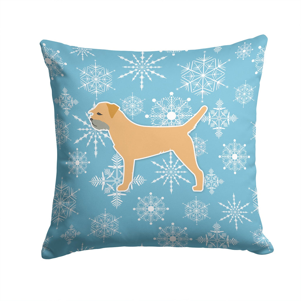 Winter Snowflake Border Terrier Decorative Throw Pillow 14x14 Indoor Outdoor Accent Cushion, Fabric Cover with Insert for Sofa, Bed, Porch & Living Room