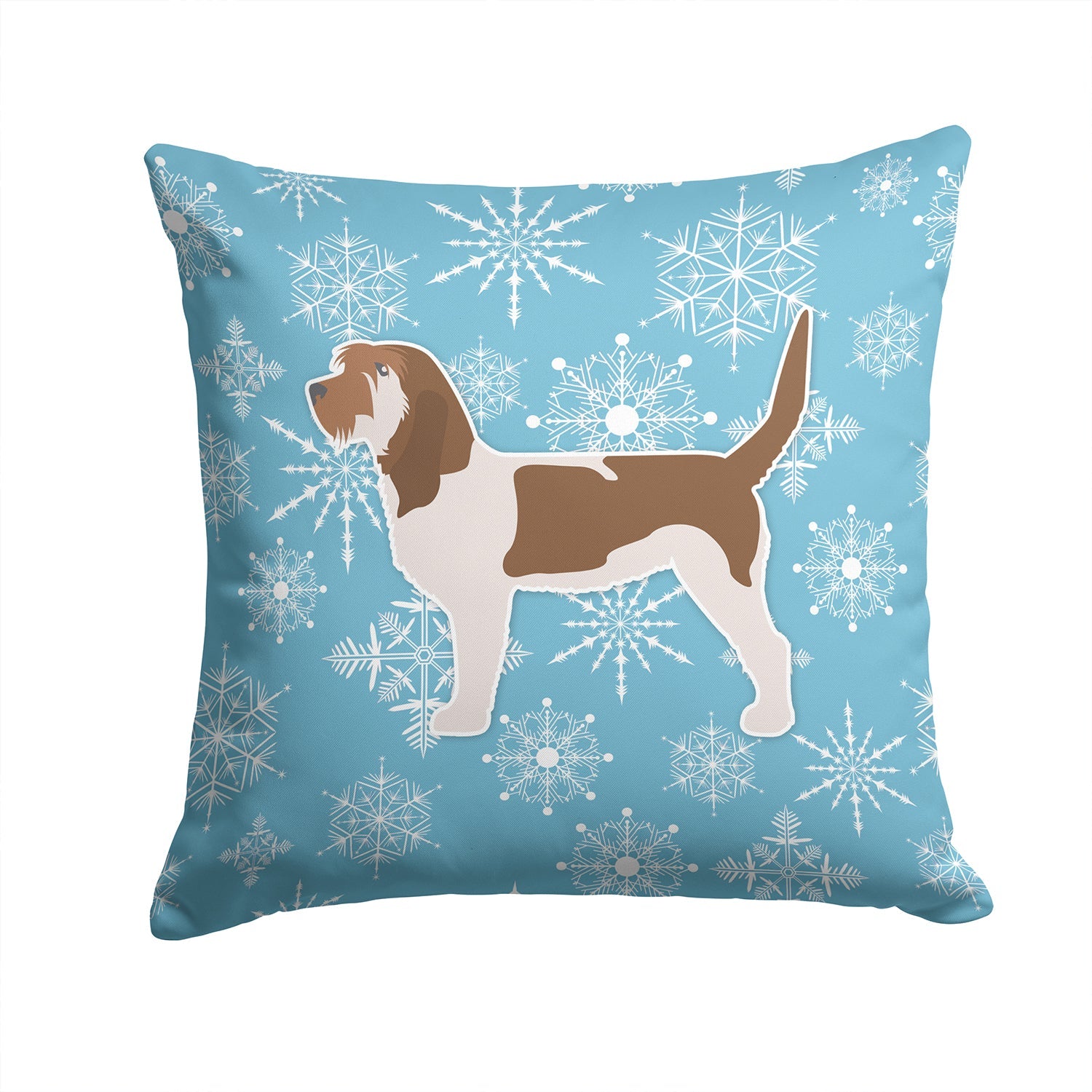 Winter Snowflake Grand Basset Griffon Vendeen Decorative Throw Pillow 14x14 Indoor Outdoor Accent Cushion, Fabric Cover with Insert for Sofa, Bed, Porch & Living Room