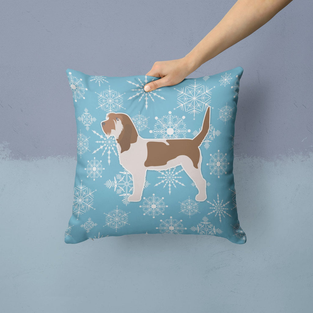 Winter Snowflake Grand Basset Griffon Vendeen Decorative Throw Pillow 14x14 Indoor Outdoor Accent Cushion, Fabric Cover with Insert for Sofa, Bed, Porch & Living Room