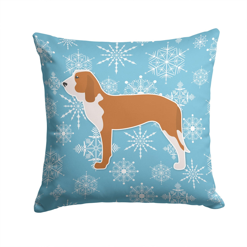 Winter Snowflake Spanish Hound Decorative Throw Pillow 14x14 Indoor Outdoor Accent Cushion, Fabric Cover with Insert for Sofa, Bed, Porch & Living Room
