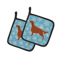 Winter Snowflake Irish Setter Pot Holder Set of 2 Heat Resistant Quilted Hot Pads 7.5 x 7.5 Inch, Insulated Kitchen Trivets for Cooking & Baking