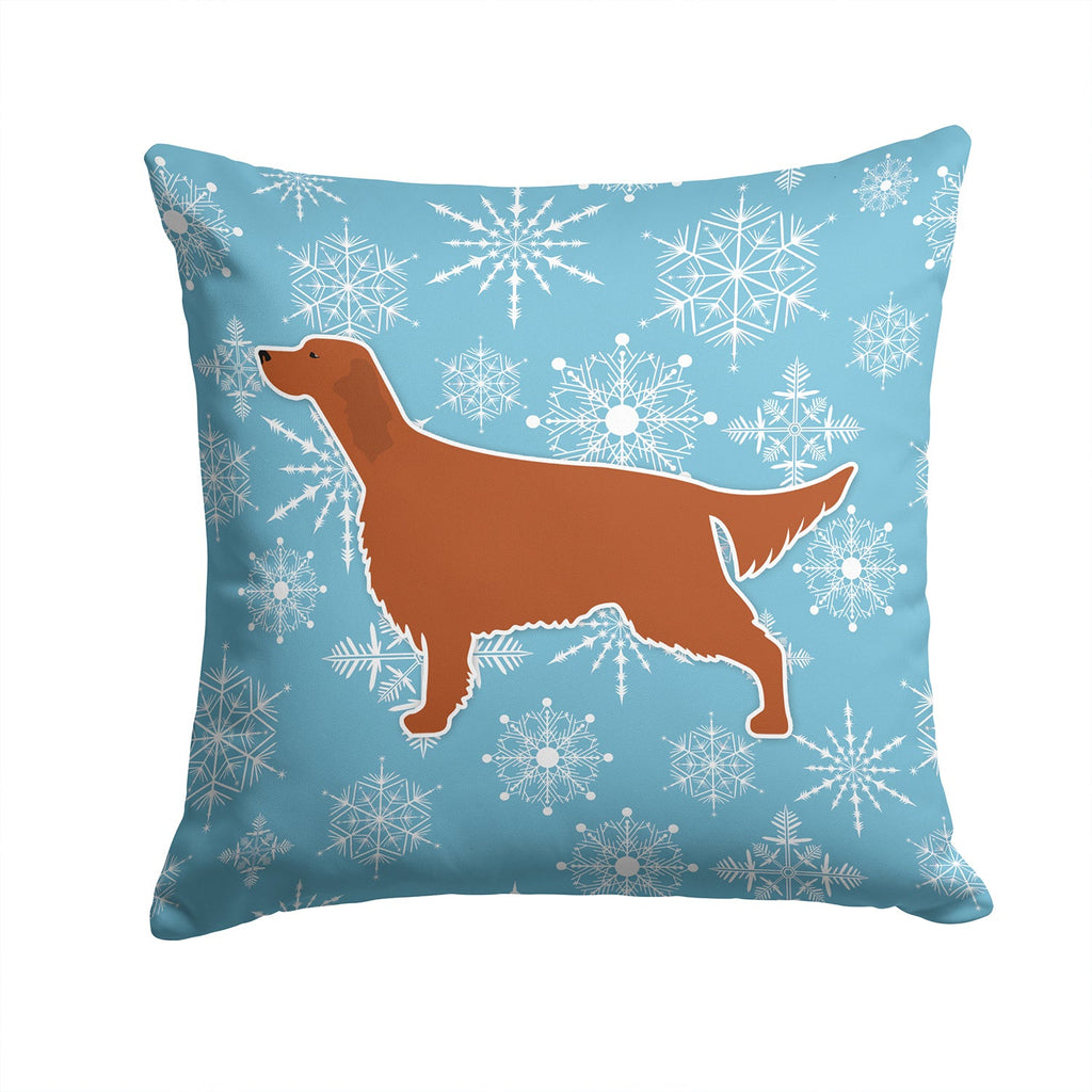 Winter Snowflake Irish Setter Decorative Throw Pillow 14x14 Indoor Outdoor Accent Cushion, Fabric Cover with Insert for Sofa, Bed, Porch & Living Room