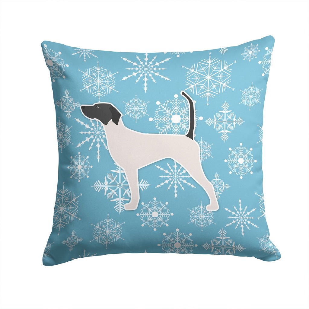 Winter Snowflake English Pointer Decorative Throw Pillow 14x14 Indoor Outdoor Accent Cushion, Fabric Cover with Insert for Sofa, Bed, Porch & Living Room
