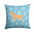 Winter Snowflake Yellow Labrador Retriever Decorative Throw Pillow 14x14 Indoor Outdoor Accent Cushion, Fabric Cover with Insert for Sofa, Bed, Porch & Living Room