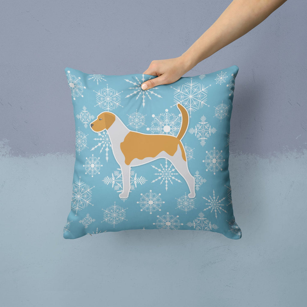 Winter Snowflake American Foxhound Decorative Throw Pillow 14x14 Indoor Outdoor Accent Cushion, Fabric Cover with Insert for Sofa, Bed, Porch & Living Room
