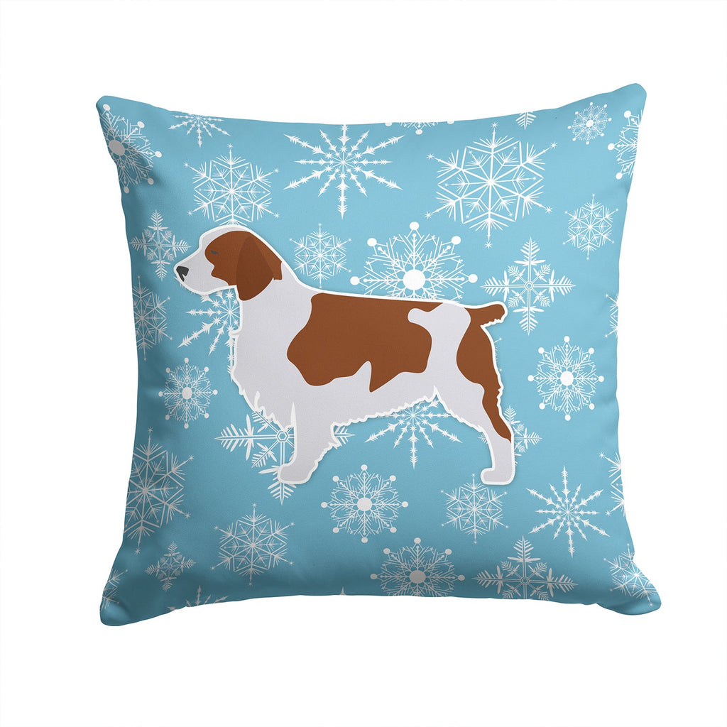 Winter Snowflake Welsh Springer Spaniel Decorative Throw Pillow 14x14 Indoor Outdoor Accent Cushion, Fabric Cover with Insert for Sofa, Bed, Porch & Living Room