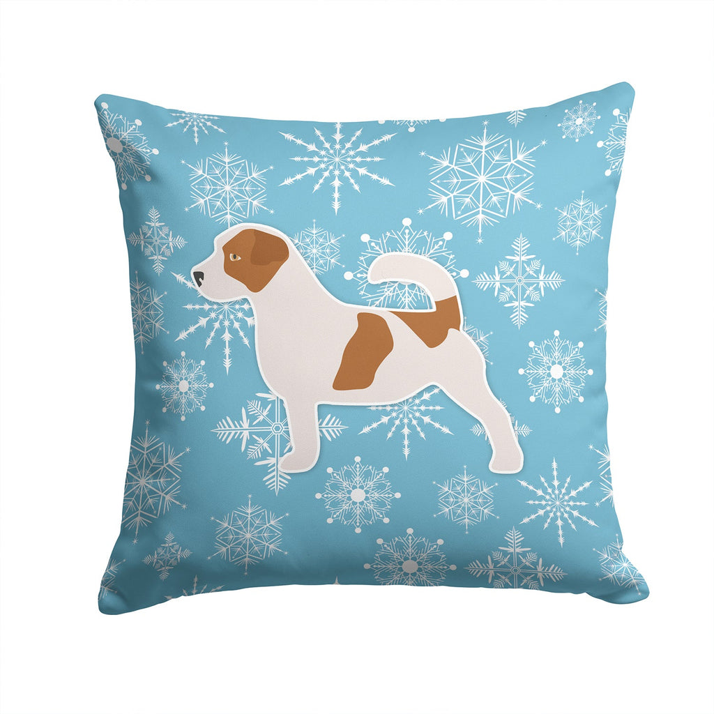 Winter Snowflake Jack Russell Terrier Decorative Throw Pillow 14x14 Indoor Outdoor Accent Cushion, Fabric Cover with Insert for Sofa, Bed, Porch & Living Room