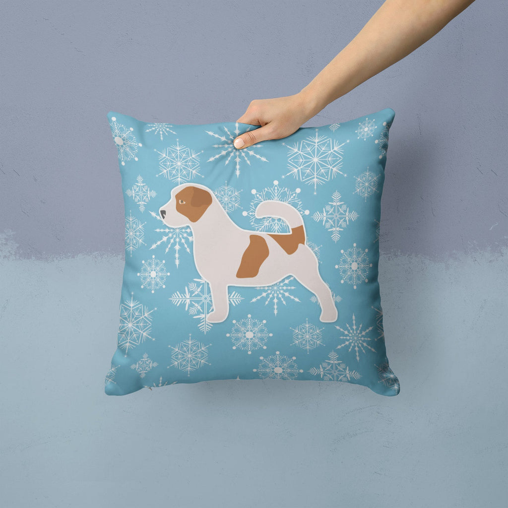 Winter Snowflake Jack Russell Terrier Decorative Throw Pillow 14x14 Indoor Outdoor Accent Cushion, Fabric Cover with Insert for Sofa, Bed, Porch & Living Room