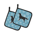 Winter Snowflake Black Labrador Retriever Pot Holder Set of 2 Heat Resistant Quilted Hot Pads 7.5 x 7.5 Inch, Insulated Kitchen Trivets for Cooking & Baking