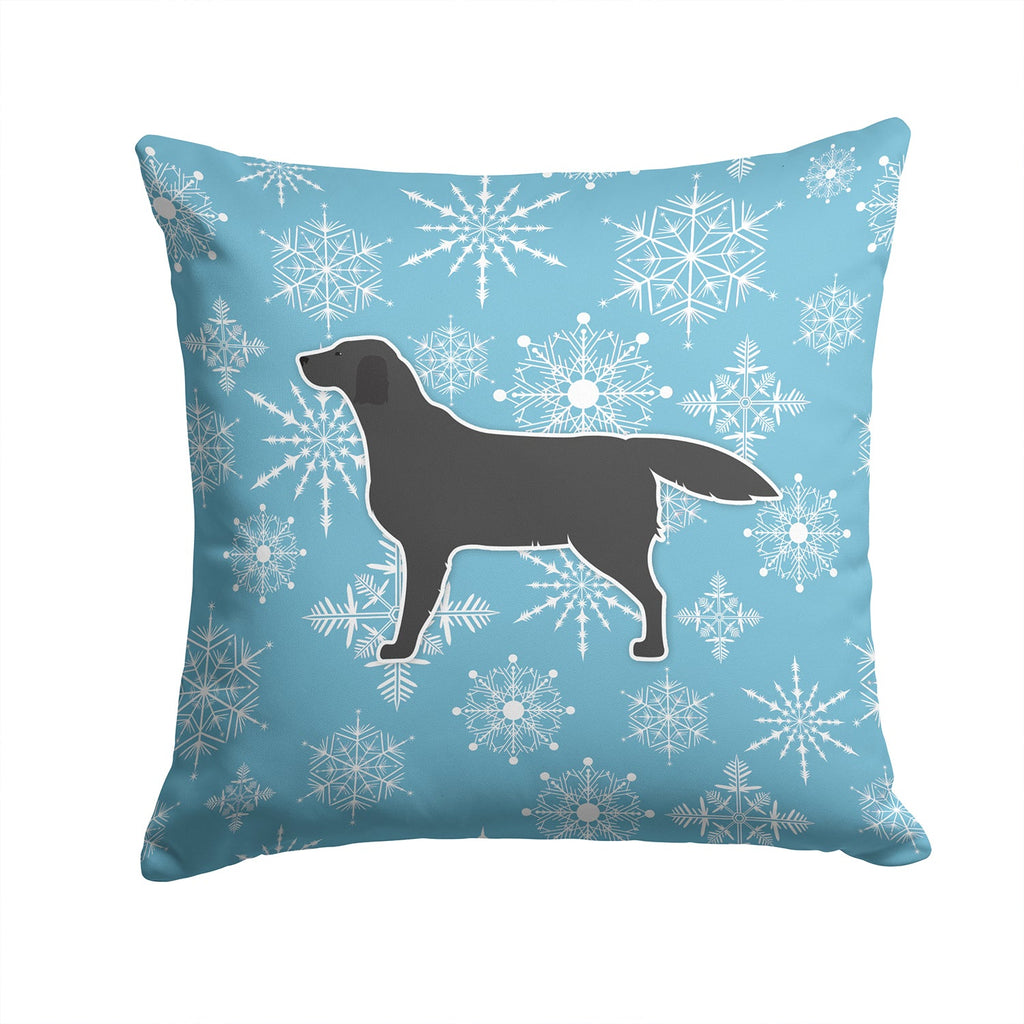 Winter Snowflake Black Labrador Retriever Decorative Throw Pillow 14x14 Indoor Outdoor Accent Cushion, Fabric Cover with Insert for Sofa, Bed, Porch & Living Room
