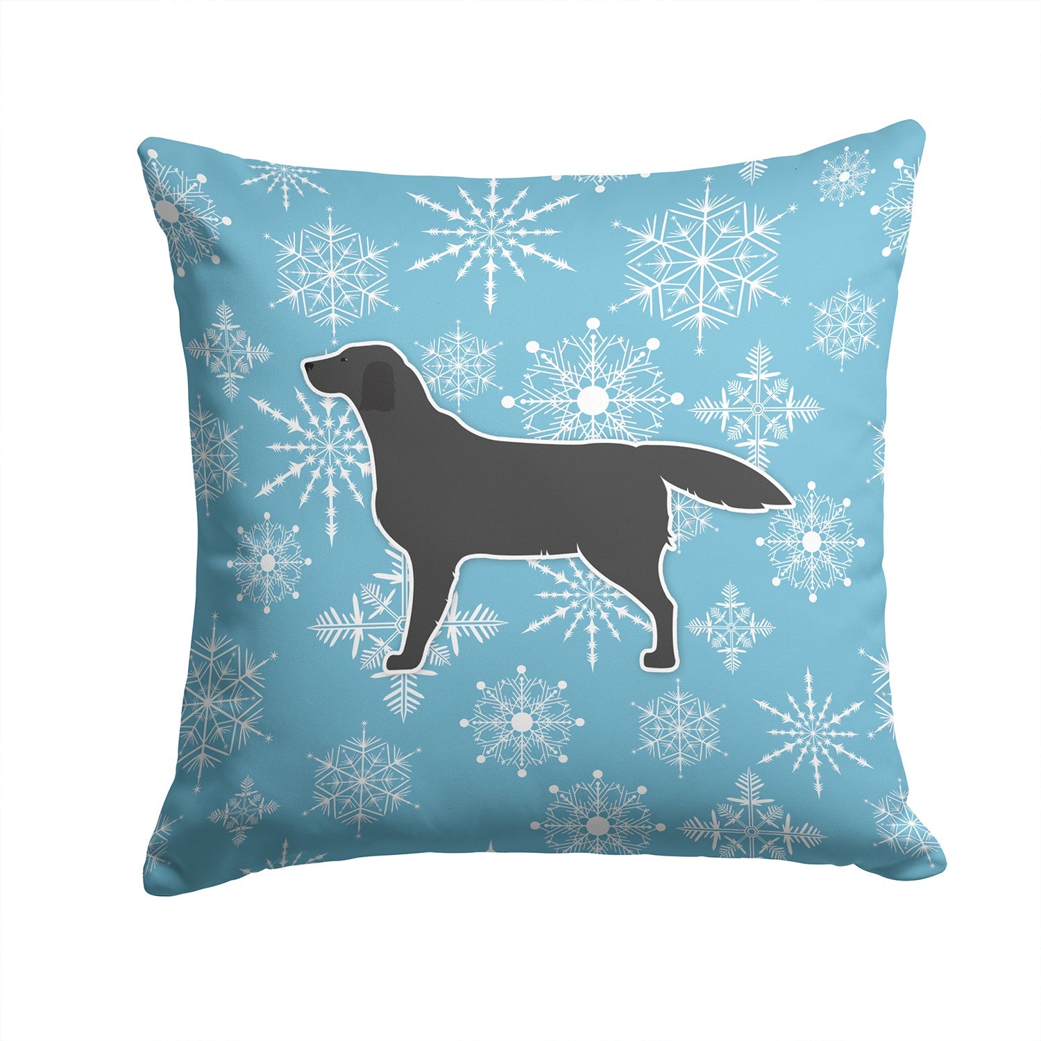 Winter Snowflake Black Labrador Retriever Decorative Throw Pillow 14x14 Indoor Outdoor Accent Cushion, Fabric Cover with Insert for Sofa, Bed, Porch & Living Room