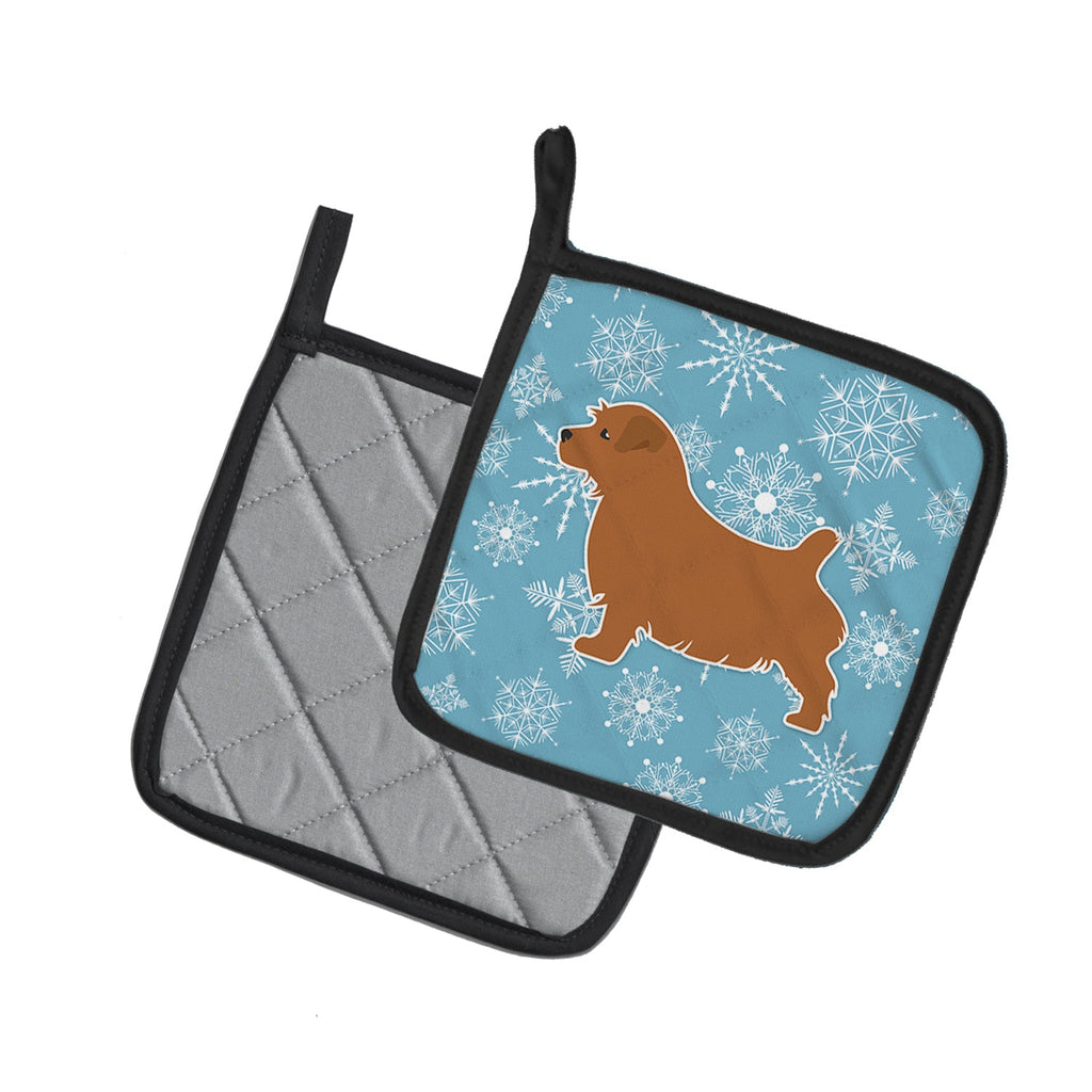 Winter Snowflake Norfolk Terrier Pot Holder Set of 2 Heat Resistant Quilted Hot Pads 7.5 x 7.5 Inch, Insulated Kitchen Trivets for Cooking & Baking