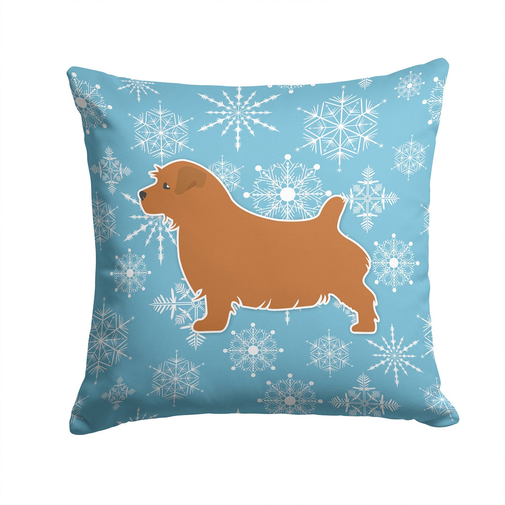 Winter Snowflake Norfolk Terrier Decorative Throw Pillow 14x14 Indoor Outdoor Accent Cushion, Fabric Cover with Insert for Sofa, Bed, Porch & Living Room