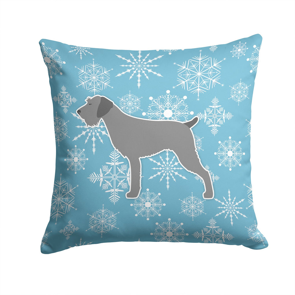 Winter Snowflake German Wirehaired Pointer Decorative Throw Pillow 14x14 Indoor Outdoor Accent Cushion, Fabric Cover with Insert for Sofa, Bed, Porch & Living Room