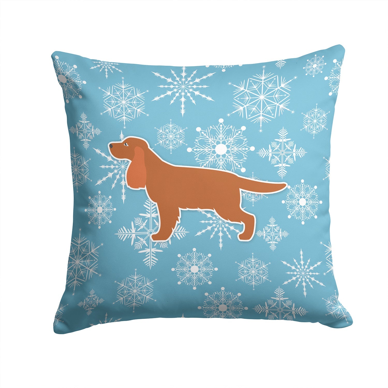 Winter Snowflake English Cocker Spaniel Decorative Throw Pillow 14x14 Indoor Outdoor Accent Cushion, Fabric Cover with Insert for Sofa, Bed, Porch & Living Room