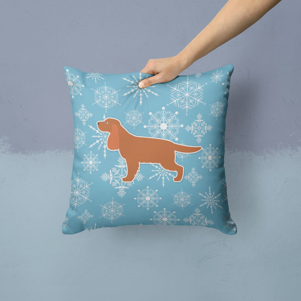 Winter Snowflake English Cocker Spaniel Decorative Throw Pillow 14x14 Indoor Outdoor Accent Cushion, Fabric Cover with Insert for Sofa, Bed, Porch & Living Room