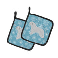 Winter Snowflake Spanish Water Dog Pot Holder Set of 2 Heat Resistant Quilted Hot Pads 7.5 x 7.5 Inch, Insulated Kitchen Trivets for Cooking & Baking