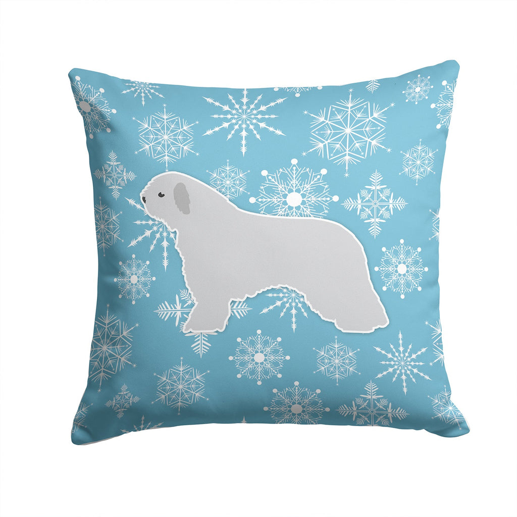 Winter Snowflake Spanish Water Dog Decorative Throw Pillow 14x14 Indoor Outdoor Accent Cushion, Fabric Cover with Insert for Sofa, Bed, Porch & Living Room