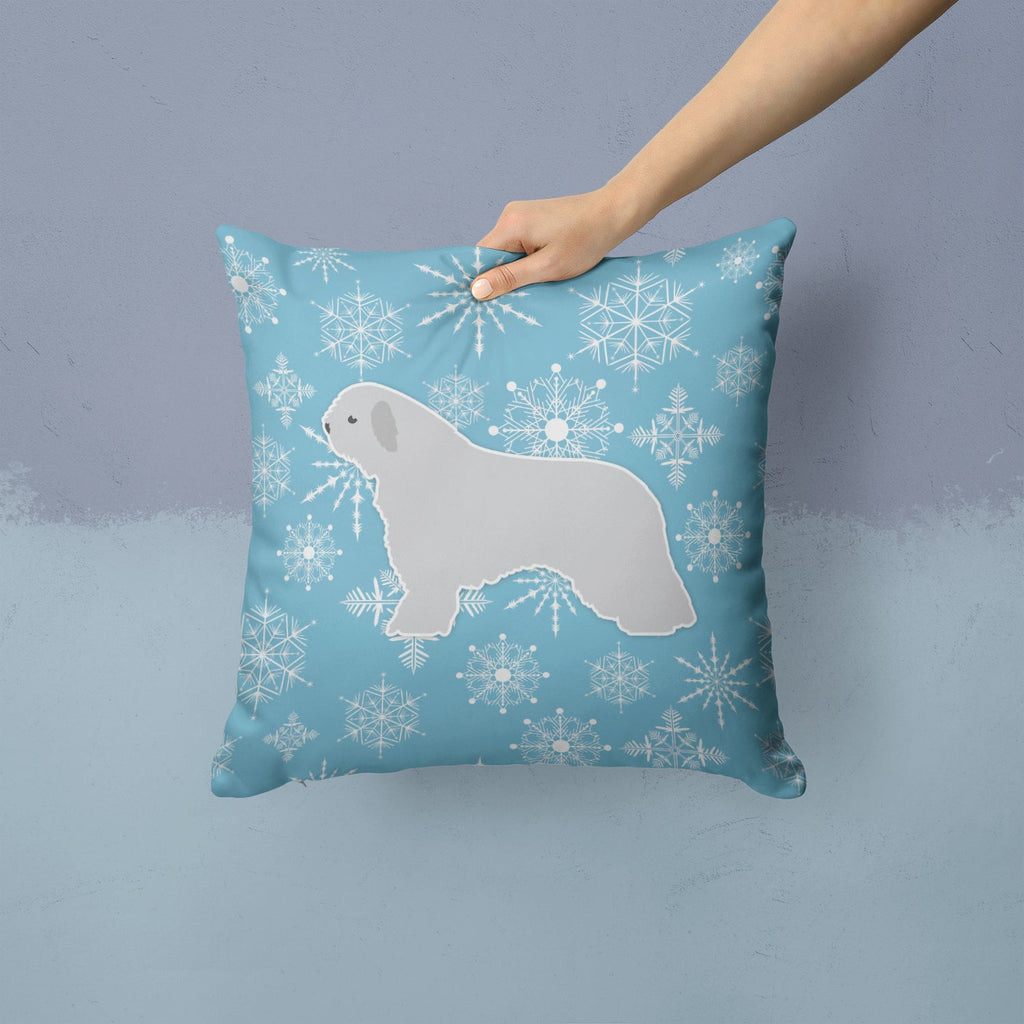 Winter Snowflake Spanish Water Dog Decorative Throw Pillow 14x14 Indoor Outdoor Accent Cushion, Fabric Cover with Insert for Sofa, Bed, Porch & Living Room