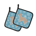 Winter Snowflake Pyrenean Shepherd Pot Holder Set of 2 Heat Resistant Quilted Hot Pads 7.5 x 7.5 Inch, Insulated Kitchen Trivets for Cooking & Baking