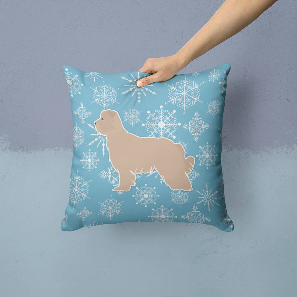 Winter Snowflake Pyrenean Shepherd Decorative Throw Pillow 14x14 Indoor Outdoor Accent Cushion, Fabric Cover with Insert for Sofa, Bed, Porch & Living Room