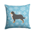 Winter Snowflake Bernese Mountain Dog Decorative Throw Pillow 14x14 Indoor Outdoor Accent Cushion, Fabric Cover with Insert for Sofa, Bed, Porch & Living Room