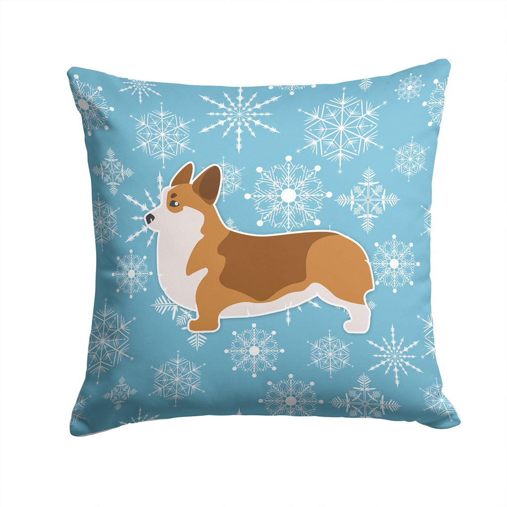 Winter Snowflake Corgi Decorative Throw Pillow 14x14 Indoor Outdoor Accent Cushion, Fabric Cover with Insert for Sofa, Bed, Porch & Living Room