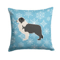 Winter Snowflake Black Border Collie Decorative Throw Pillow 14x14 Indoor Outdoor Accent Cushion, Fabric Cover with Insert for Sofa, Bed, Porch & Living Room