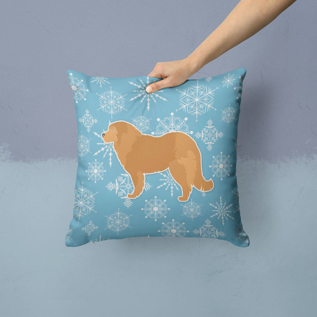 Winter Snowflake Caucasian Shepherd Dog Decorative Throw Pillow 14x14 Indoor Outdoor Accent Cushion, Fabric Cover with Insert for Sofa, Bed, Porch & Living Room