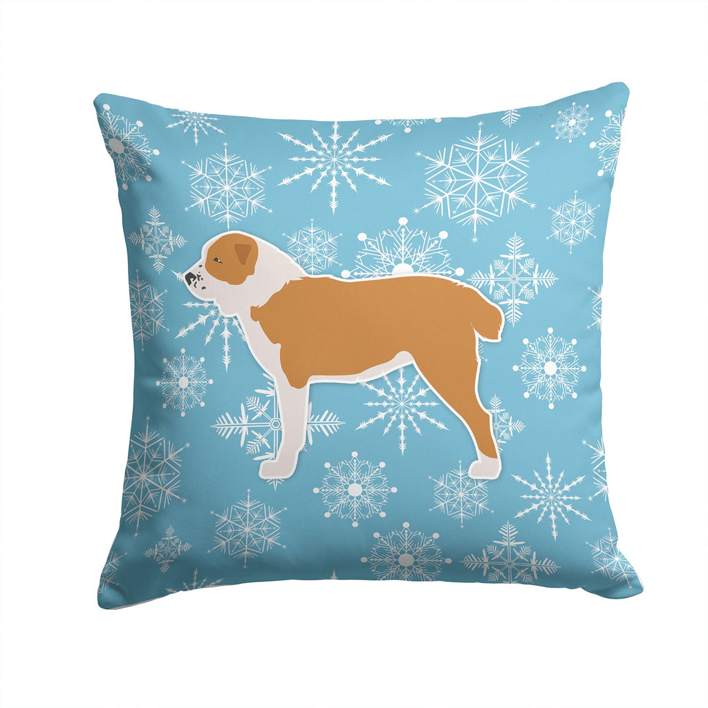 Winter Snowflake Central Asian Shepherd Dog Decorative Throw Pillow 14x14 Indoor Outdoor Accent Cushion, Fabric Cover with Insert for Sofa, Bed, Porch & Living Room