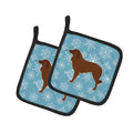 Winter Snowflake Portuguese Sheepdog Dog Pot Holder Set of 2 Heat Resistant Quilted Hot Pads 7.5 x 7.5 Inch, Insulated Kitchen Trivets for Cooking & Baking