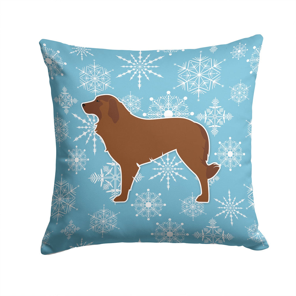 Winter Snowflake Portuguese Sheepdog Dog Decorative Throw Pillow 14x14 Indoor Outdoor Accent Cushion, Fabric Cover with Insert for Sofa, Bed, Porch & Living Room