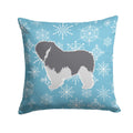 Winter Snowflake Polish Lowland Sheepdog Dog Decorative Throw Pillow 14x14 Indoor Outdoor Accent Cushion, Fabric Cover with Insert for Sofa, Bed, Porch & Living Room