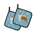 Winter Snowflake Australian Shepherd Dog Pot Holder Set of 2 Heat Resistant Quilted Hot Pads 7.5 x 7.5 Inch, Insulated Kitchen Trivets for Cooking & Baking