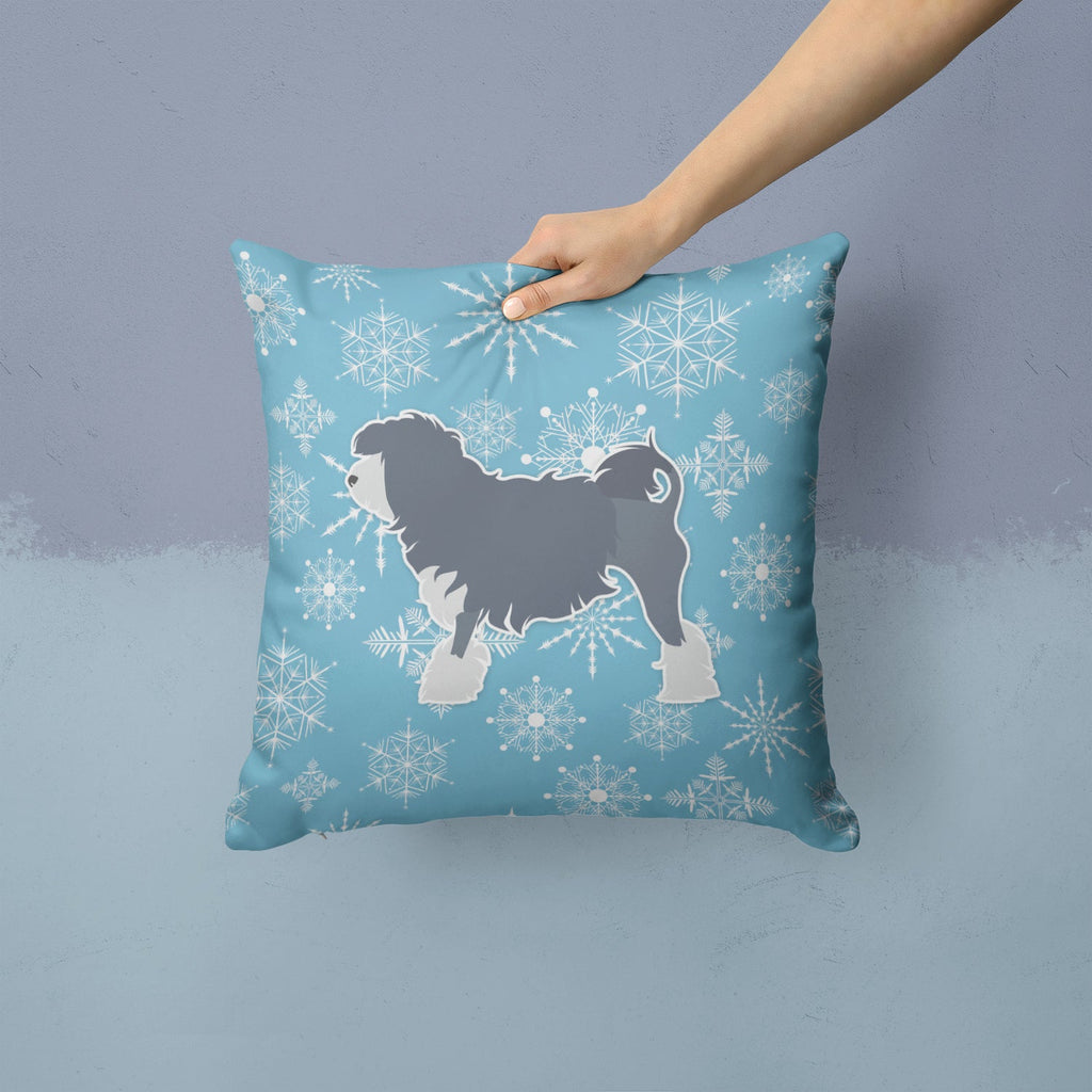 Winter Snowflake Lowchen Decorative Throw Pillow 14x14 Indoor Outdoor Accent Cushion, Fabric Cover with Insert for Sofa, Bed, Porch & Living Room